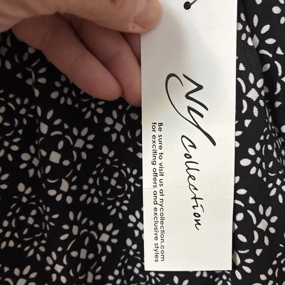 Ny Collection Womens XL Knit Wide Leg Pull On Pants Black Abstract Print - Picture 11 of 11